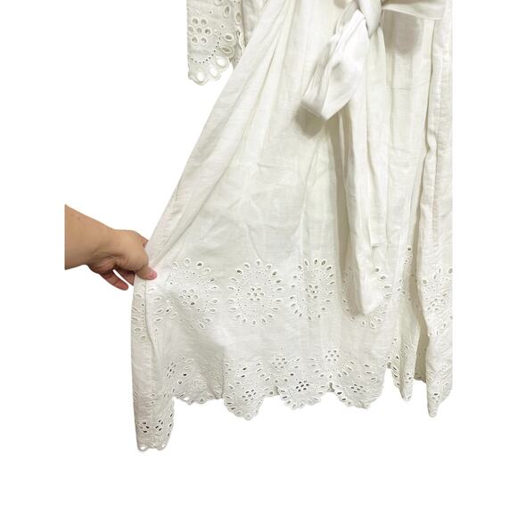 Hill House Cora Linen Blend Eyelet Midi Dress Size XL Boho Beachy Hippie Dainty - Picture 6 of 6